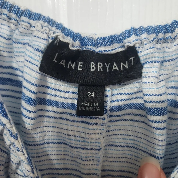 Lane Bryant Blue & White Striped Linen Blend Tank Top in Size 24 - Picture 6 of 11